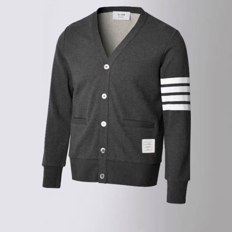 Suéter de cardigan luxuoso acessível masculino, top de malha elegante, preto, jaqueta casual coreana, roupas masculinas, marca de inverno