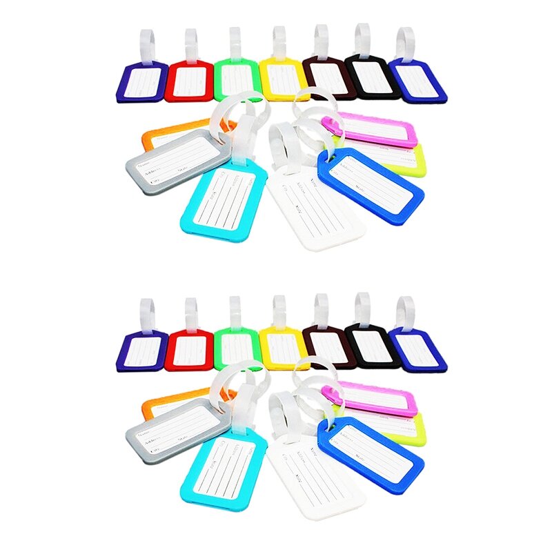 20X Travel Luggage Bag Tag Plastic Suitcase Baggage Office Name Address ID Label