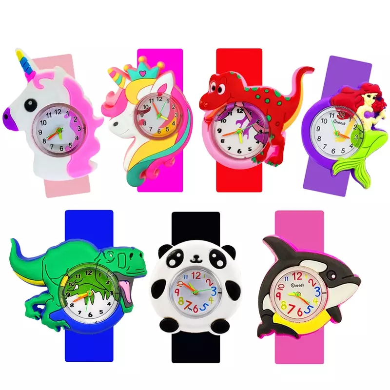 Jam Tangan Dinosaurus Panda Lucu Hadiah Ulang Tahun Anak Laki-laki Perempuan Jam Tangan Unicorn 3D Jam Tangan Kuarsa Anak Usia 1-13 Tahun Mainan Bayi