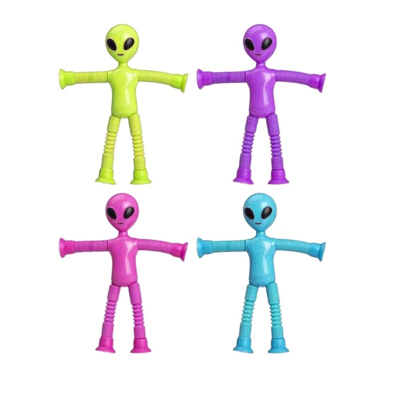 Stretch Tube Alien Puzzle Glowing Decompression Toy Cartoon Suction Cup Toy