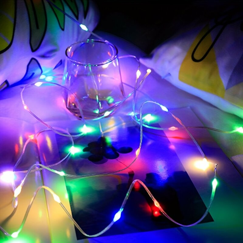 Lampu setrip LED dekorasi Natal, lampu setrip LED kendali jarak jauh USB, lampu dekorasi ruang ajaib warna-warni tahan air luar ruangan
