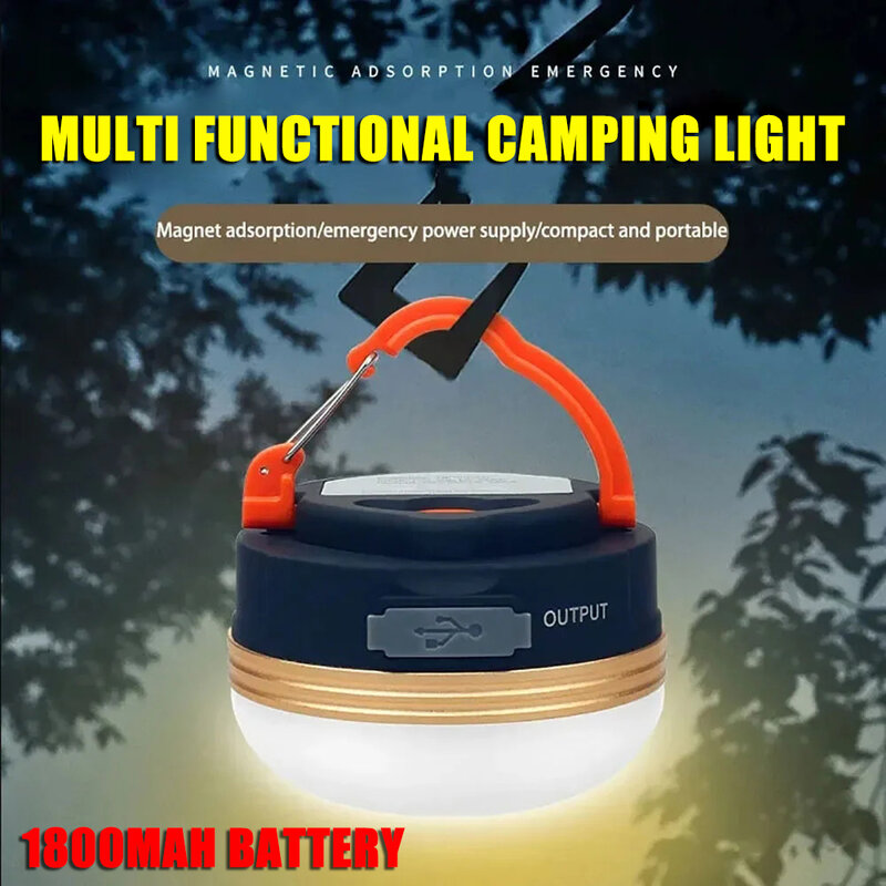 Linterna LED de alta potencia para acampar, linterna portátil recargable de 1800mAh, iluminación de reparación de jardín al aire libre, lámpara de tienda de emergencia, 10W