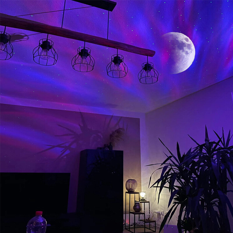 Aurora Boreal Starlight proyectores LED Galaxy Star Atmosphere Galaxy Night Light, hogar dormitorio Sky Moon Lamp, decoración de la habitación, regalo