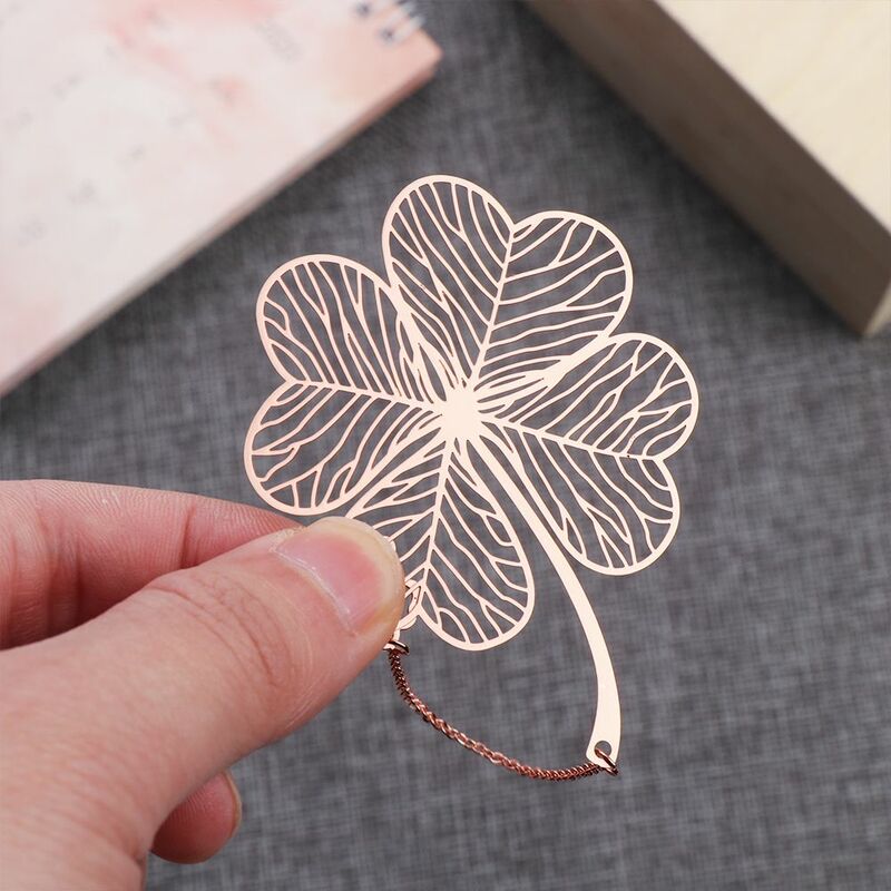 1 buah Bookmark logam gaya Cina kreatif daun vena mawar emas berongga daun Maple berumbai aprikot daun Bookmark hadiah