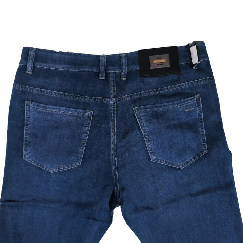 กางเกงยีนส์บางยืดขาตรงผ้านักธุรกิจผู้ชายลำลองผ้าไอซ์ซิลค์กางเกงที่มีน้ำหนักเบาฤดูใบไม้ผลิ/ฤดูร้อน
