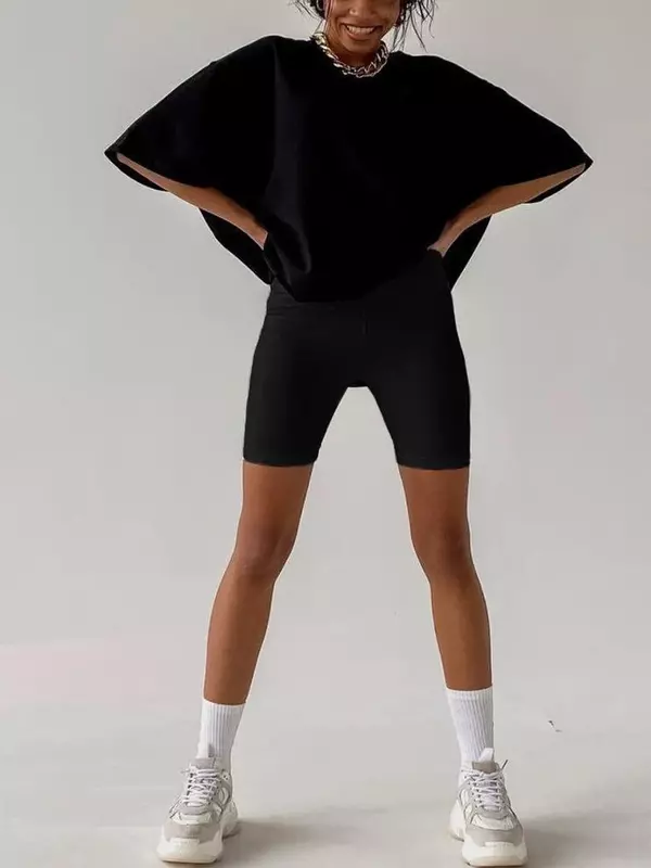Футболка женская оверсайз с принтом в стиле бойфренда, базовая хлопковая черная рубашка с круглым вырезом, топ с коротким рукавом в стиле Харадзюку, лето 2024