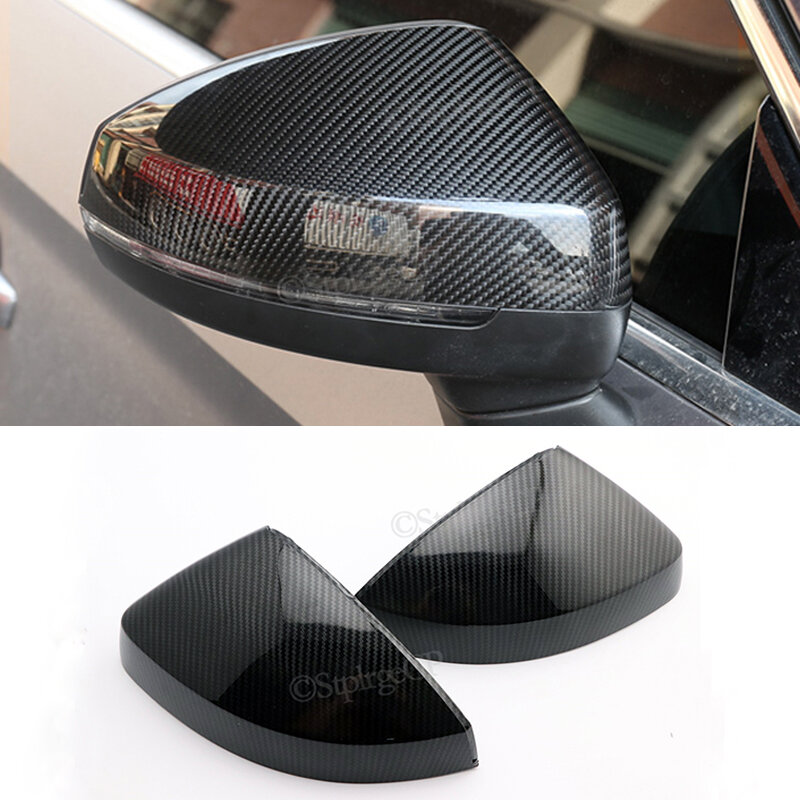 Espelho de asa lateral cobre para Audi, fibra de carbono, Gloss Black Caps, Audi A3, S3, 8V, RS3, 2013, 2014, 2015, 2016, 2017-2019, 2 pcs