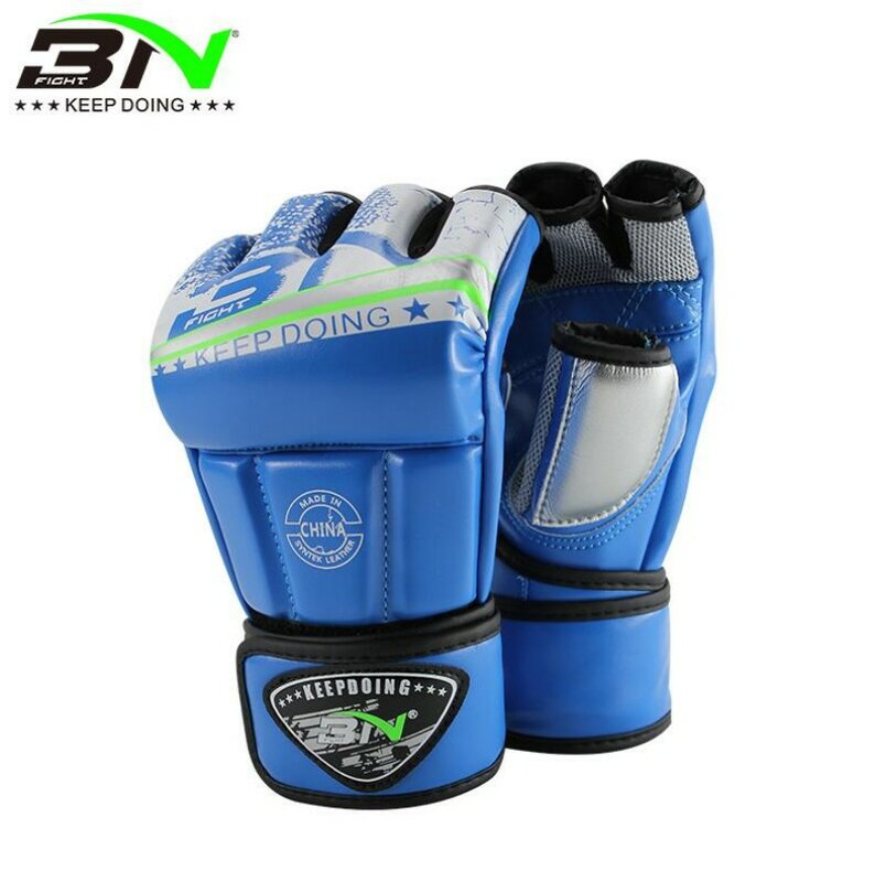 BNPOR-Half Finger PU Leather Boxing Gloves, 5 Colors, Fighting, Muay Thai, Sanda Training, Breathable, Male Fitness