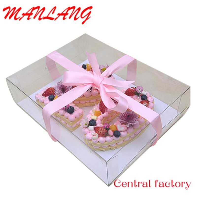 Custom  Customized Luxury Transparent Cake Packaging Box Digital Cake Box Square PET Food Packaging Gift Box