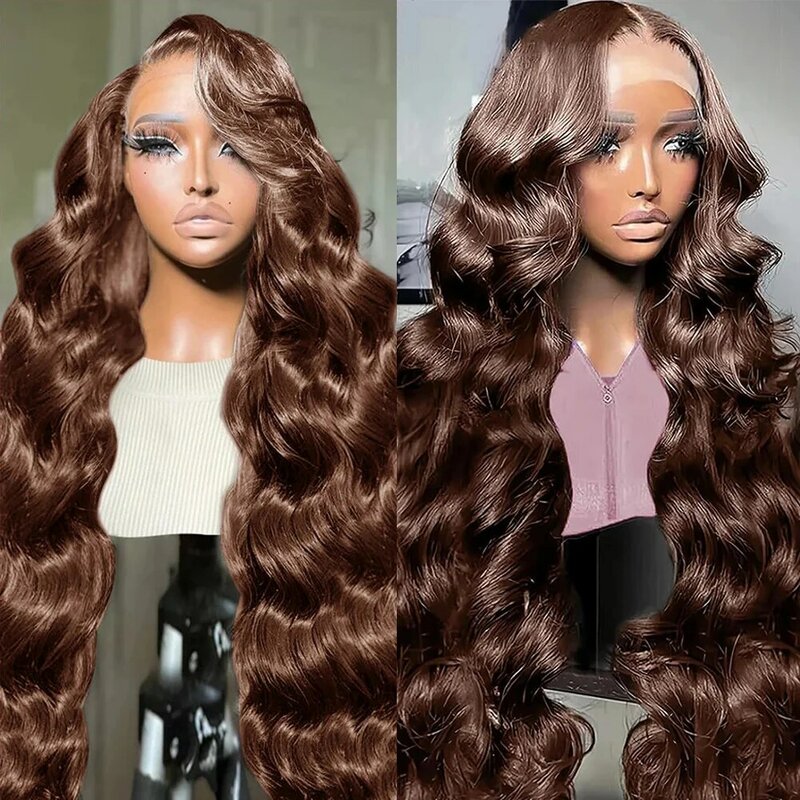 Chocolate Brown Lace Frontal Body Wave Wig Brazilian 13X4 Lace Front Human Hair Colored Wigs Transparent Lace Wigs For Women