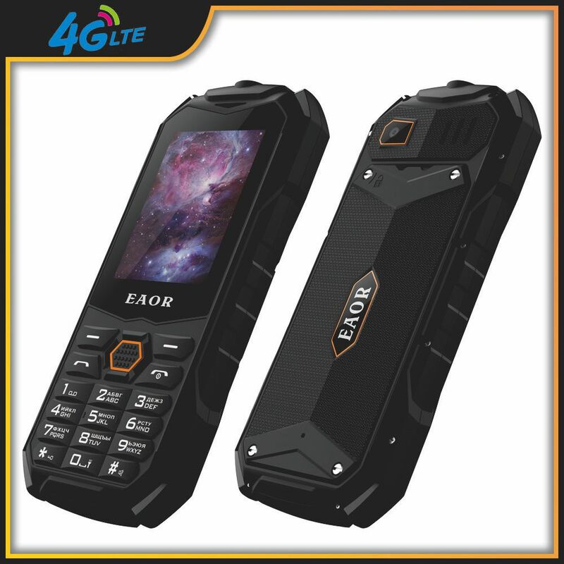 Eaor โทรศัพท์มีสายแบบบาง4G/2G IP68โทรศัพท์สามคุณสมบัติกันรอยแบตเตอรี่โทรศัพท์ซิมคู่ปุ่มกดพร้อมไฟฉายสะท้อนแสง