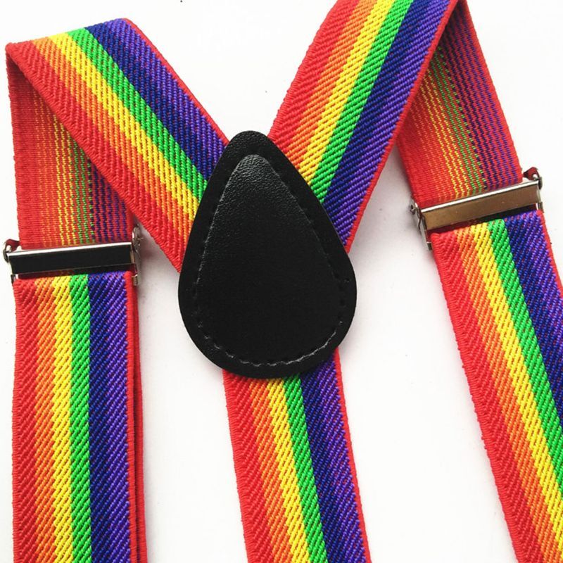 Clip per cinturino arcobaleno per bambini Cintura per bretelle per bambini a strisce colorate Ragazzi e ragazze