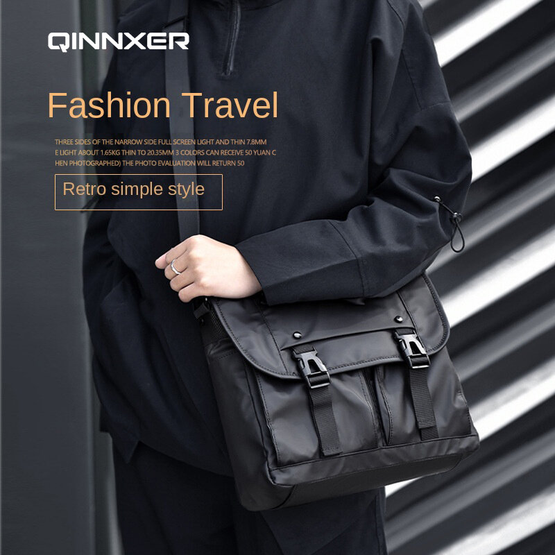 QINNXER-Carteiro Retro Peito Crossbody Bag, Messenger Backpack, Um Ombro, Grande Capacidade, Business Executive Pasta, Portfolio