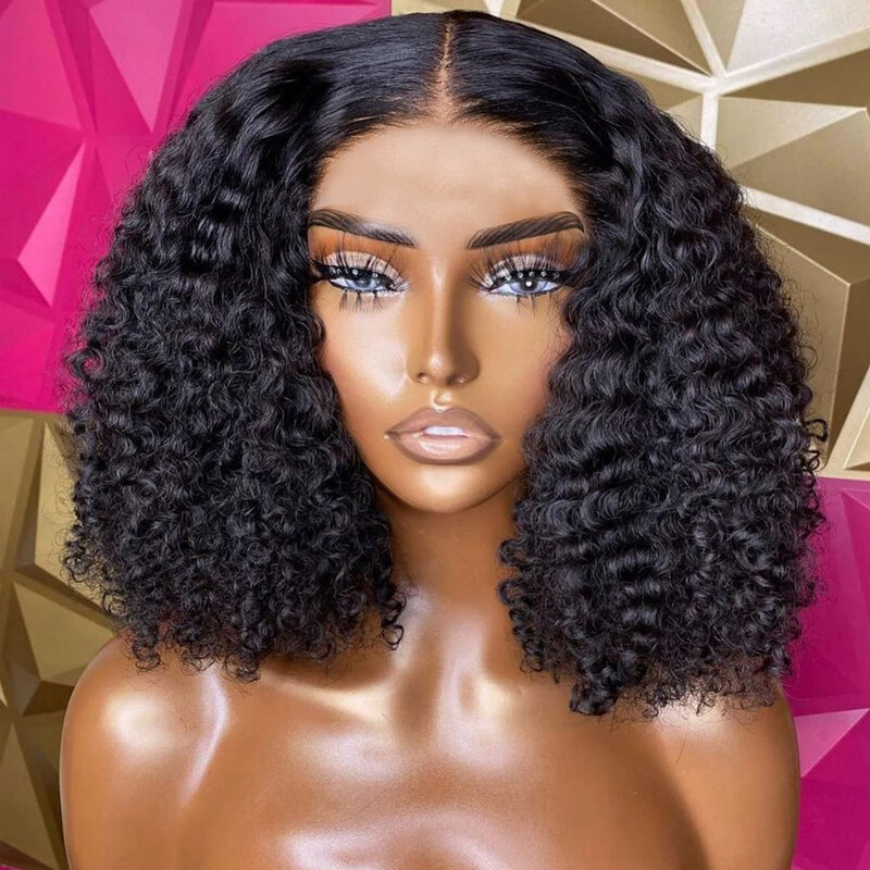 13x4 Bob Wig Curly Lace Front Human Hair Wigs Brazilian Short Pre Plucked 4x4 Closure Deep Wave Lace Frontal Wigs For Women
