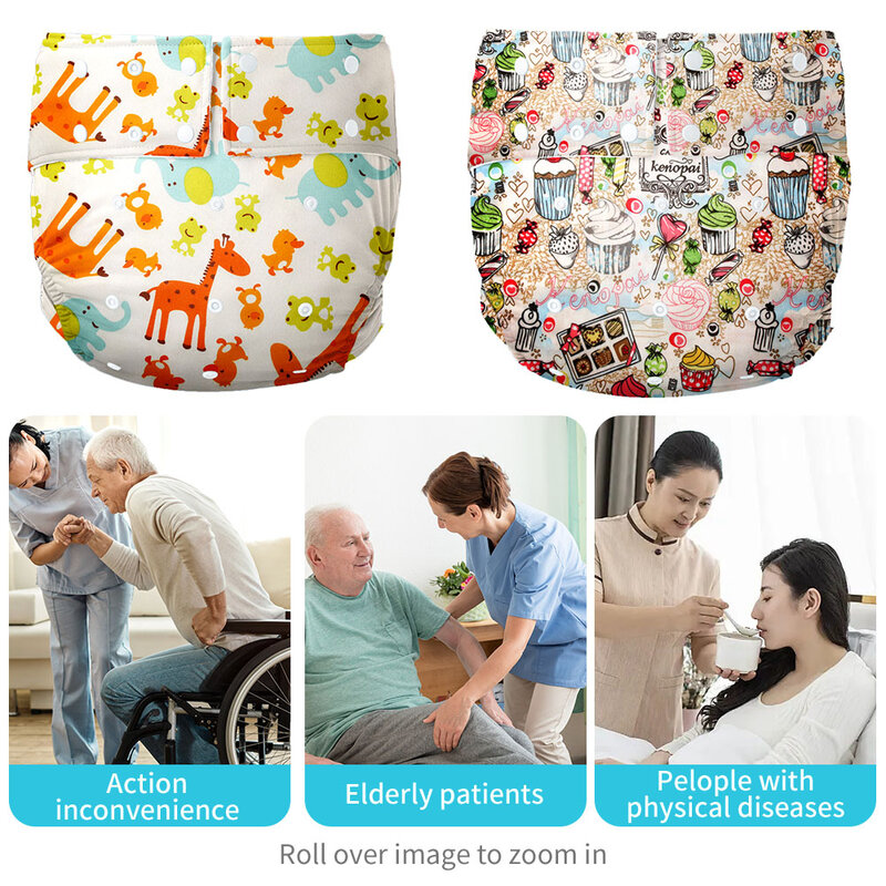 Washable Adult Cloth Diapers Reusable Adult Pocket Nappy Waterproof Diaper Pants for Adults Breathable Teenage Nappy Trousers