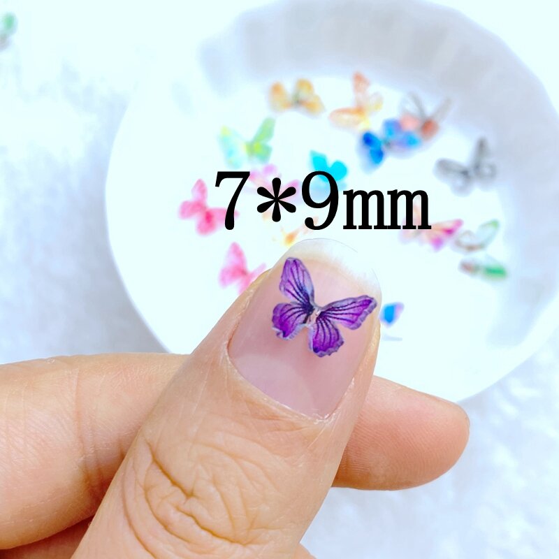 30Pcs New Cute Mini 7*9mm Butterfly Series Resin Figurine Flatback Ornament Jewelry Making Manicure Hairwear Accessories