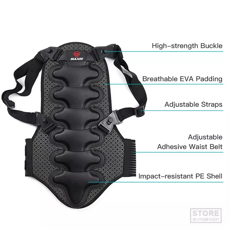 Protezione per la schiena del motociclo cuscino staccabile cuscino di protezione in EVA spesso per il ciclismo in bicicletta sci snowboard