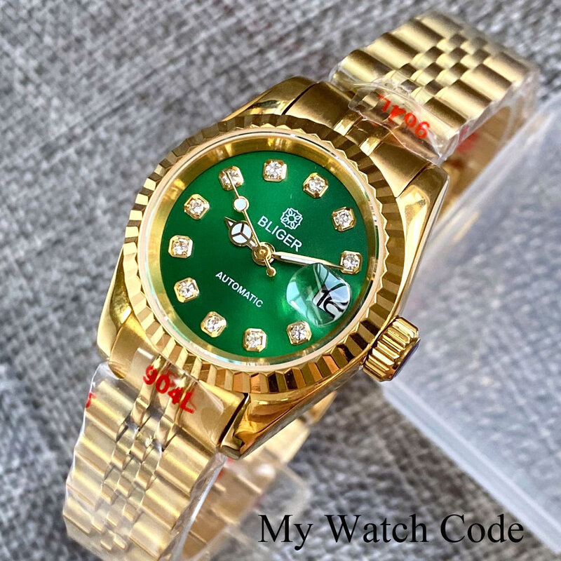 Золотые 26 мм, женские Автоматические часы NH05, наручные часы, маленькие часы для женщин, 904L, браслет, Reloj Mujer