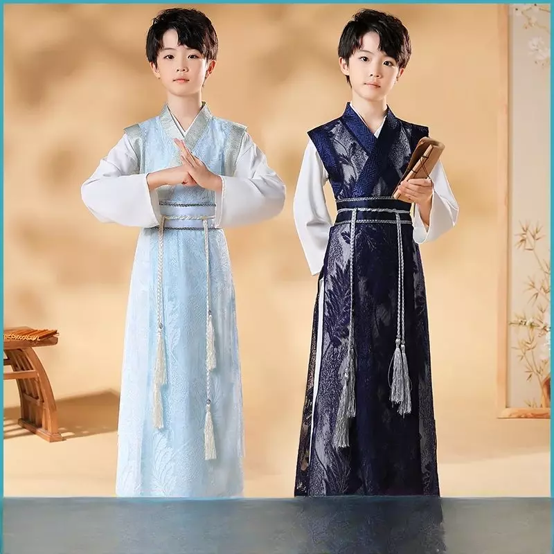 Chinese Folk Dance Nieuwjaar Kleding Traditionele Hanfu Voor Jongens Kind Modern Kids Dragon Jurk Oude Podium Carnaval Kostuum