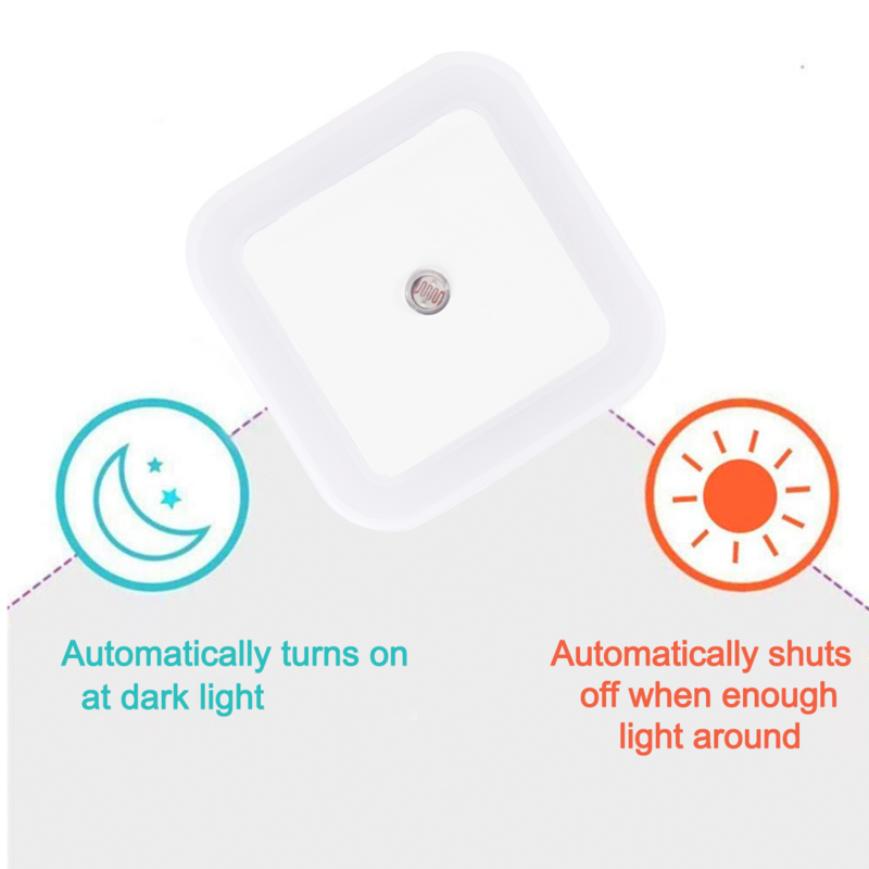 LED Night Light Mini Square Light Sensor Control Night Lamp For Children Kid Living Room Bedroom Lighting Automatic Switch Light