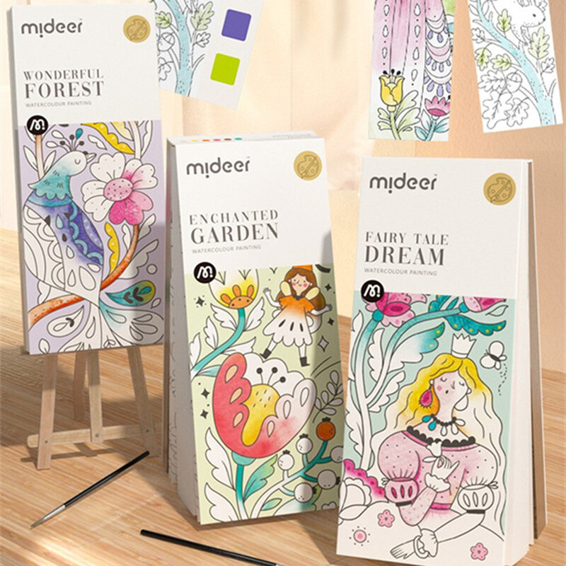 Xsyoo 6 Farben 20 Blatt festes Aquarell Malbuch Farbset Aquarell Pigment & Pinsel Kinder DIY Lesezeichen liefert