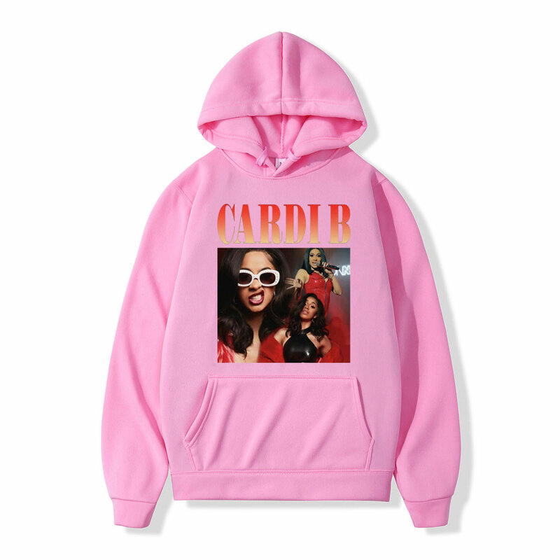 Rapper Cardi B Print Hoodies Men Women Street Trend Fashion Hooded Sweatshirts Autumn Winter Vintage Casual Oversized Pullovers