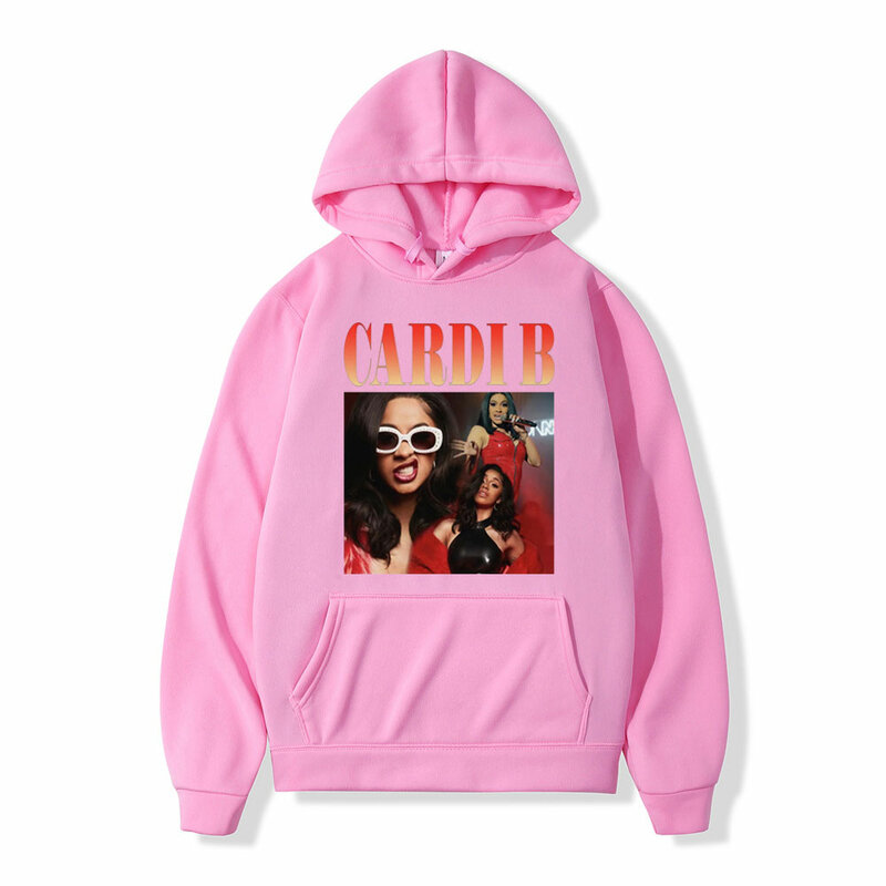 Sudaderas con capucha con estampado de rapero Cardi B para hombres y mujeres, sudaderas con capucha de tendencia callejera, jerséis casuales Vintage de gran tamaño, moda de otoño e invierno