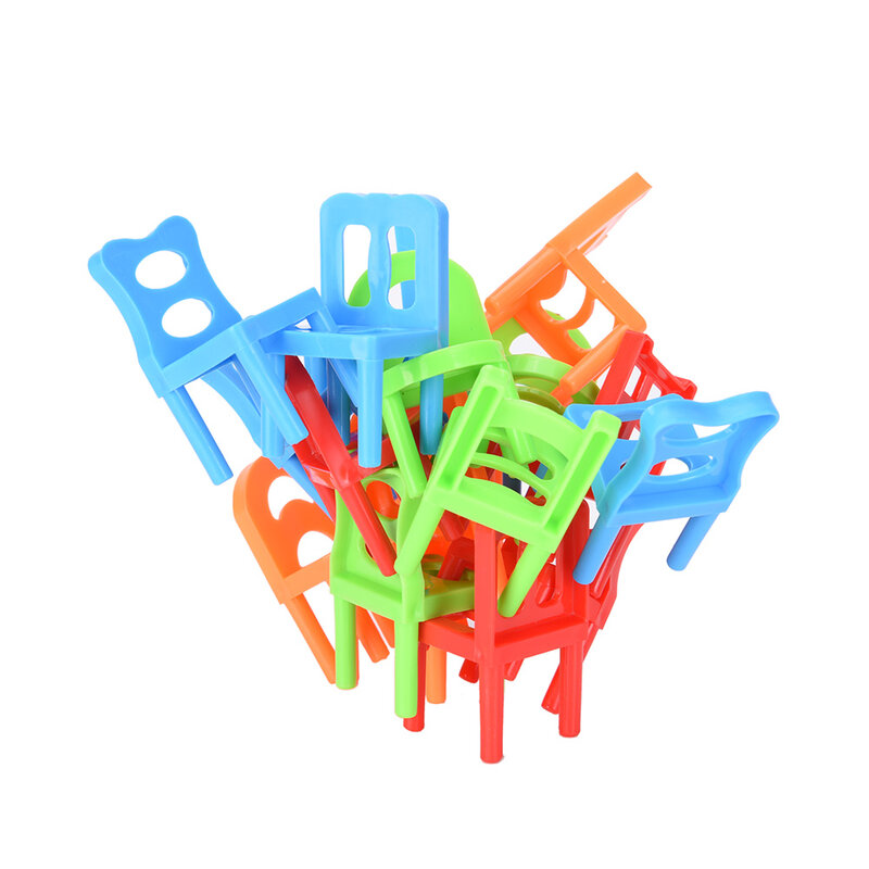 1set/18pcs Family Board Game Children Educational Toy Balance Stacking Chairs Chair Stool Office Game
