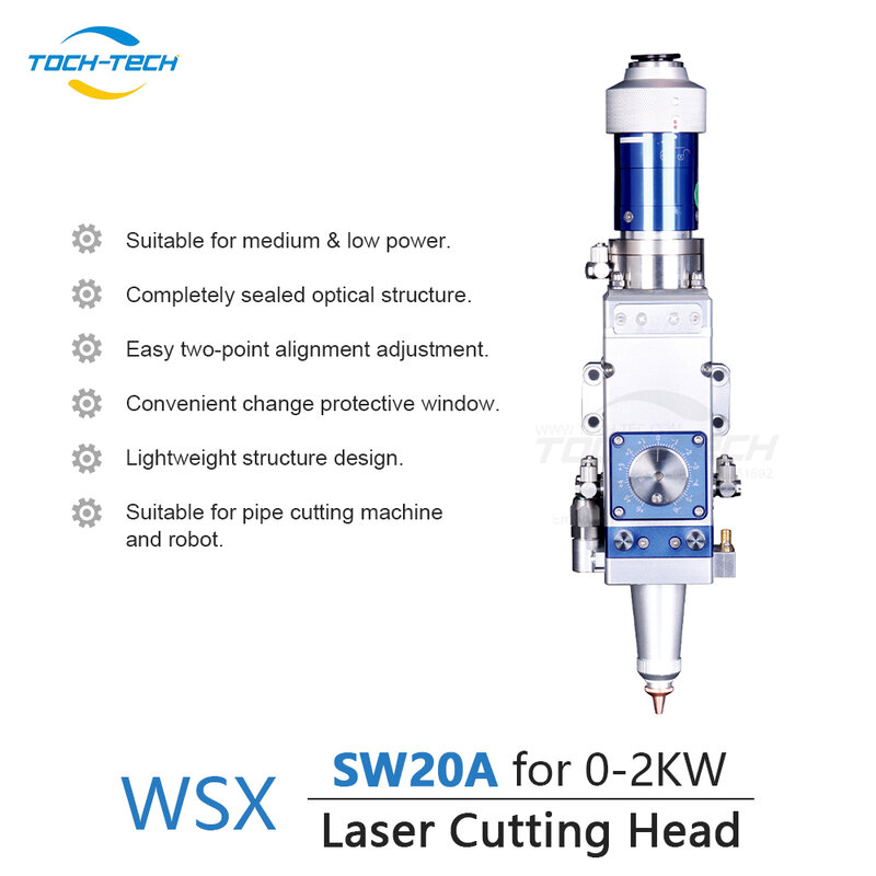 TOCHTECH WSX 파이버 레이저 커팅 헤드, SW20A, 0-2kw 수동 초점 F125, 150, 200mm 초점 렌즈용
