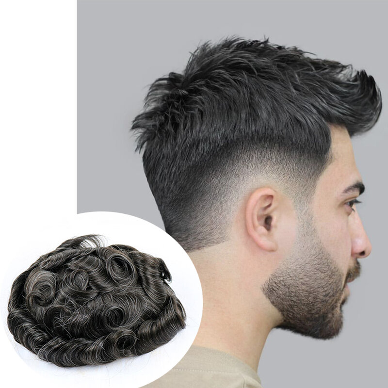 #1 b10 kolorowa naturalną linią włosów peruka męska 8x10 supertrwałe mężczyzn mikroskin peruka ludzka skóra włosia pełna