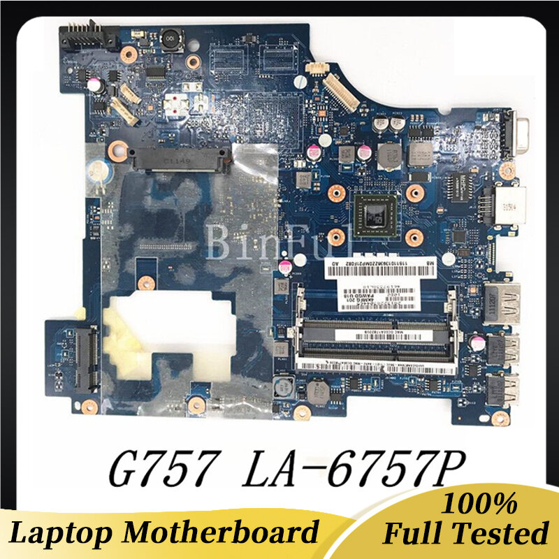 PAWGD LA-6757P Miễn Phí Vận Chuyển Chất Lượng Cao Mainboard Cho Lenovo G575 Laptop Bo Mạch Chủ DDR3 100% Full Thử Nghiệm Hoạt Động Tốt