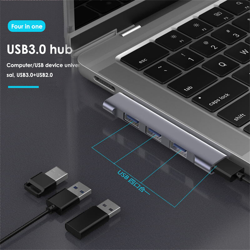 USB-концентратор 4 в 1, универсальная компактная док-станция USB 2,0/USB 3,0, высокоскоростной USB-концентратор PD для компьютерных аксессуаров