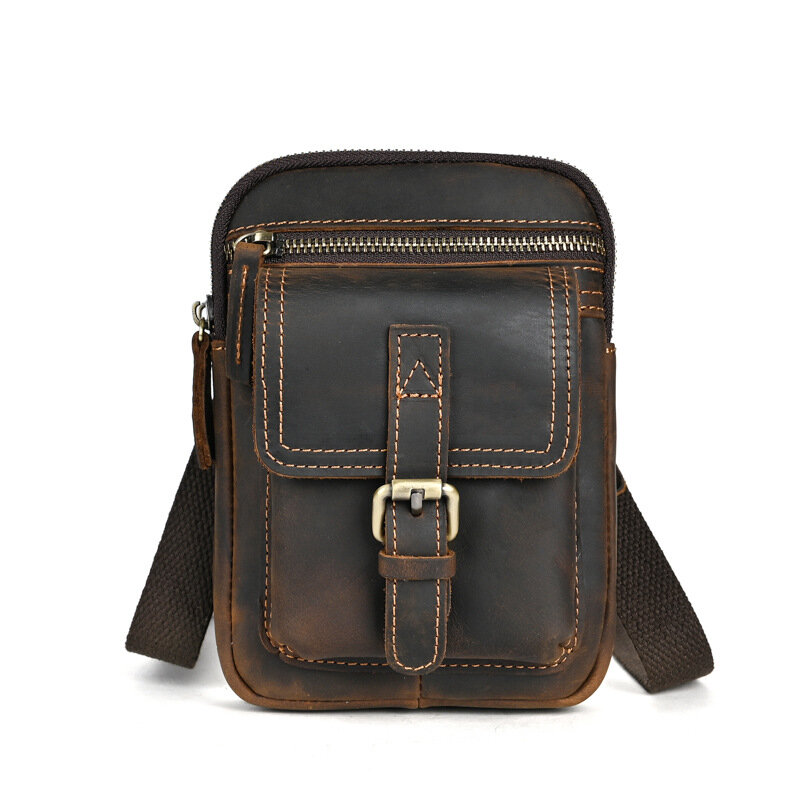 Men's Waist Bag genuine leather waist pouch bag with shoulder strap belt bag shoulder bag men male phone pouch leather bags