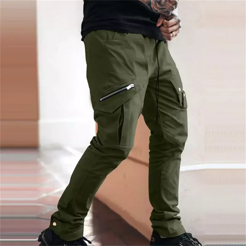 Men trousers Side Pockets Cargo Harem Pants Zipper Black Hip Hop Casual Male Joggers Trousers Fashion Casual Streetwear Pants