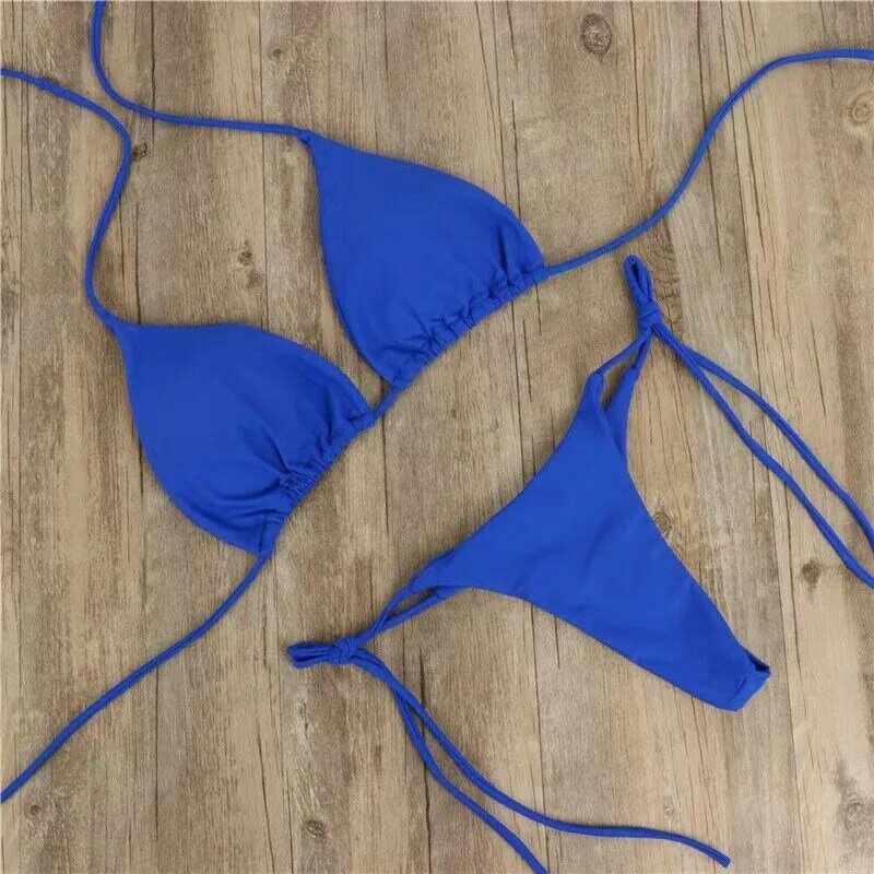 Conjunto de Bikini para mujer, traje de baño Sexy de 2 piezas, con sujetador y Tanga lateral, para playa