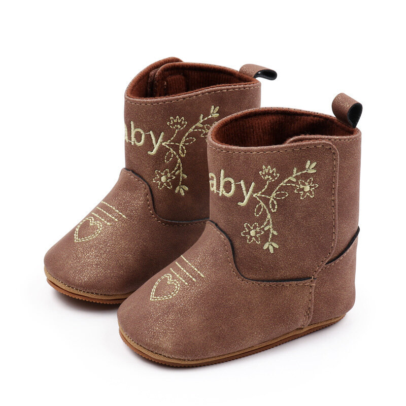 Botas bordadas para bebé, niño y niña, botas simples Retro, a la moda