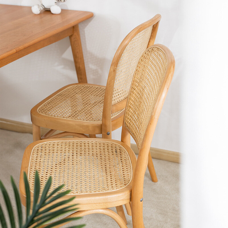 Chaise rétro en bois massif, en rotin, mi-ancienne, pour la famille, la salle à manger, moderne, Simple, pour le bureau
