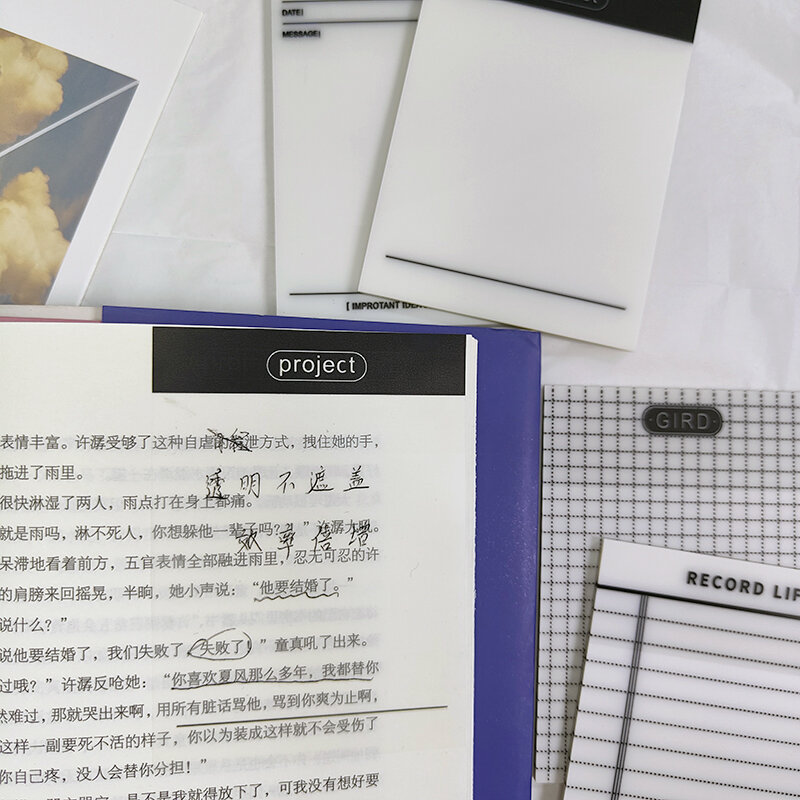 Kindliche 100 Blatt kreative transparente Haustier wasserdichte Haft notiz blöcke Notiz blöcke Posits für Schul briefpapier Büromaterial