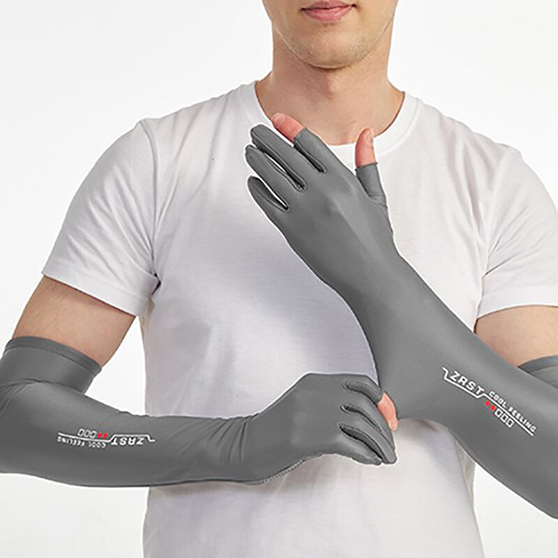New UV Solar Arm Sleeves Men Cycling Gloves Hand Long Sleeves Driving Arm Cover Summer Cool Muff Sun Protection Motorcyclist