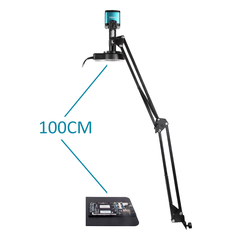 Microscope électronique 4K, caméra de Microscope numérique 48mp, objectif 1-150x en option, lumière LED, support pliable, soudage de téléphones et Pcb