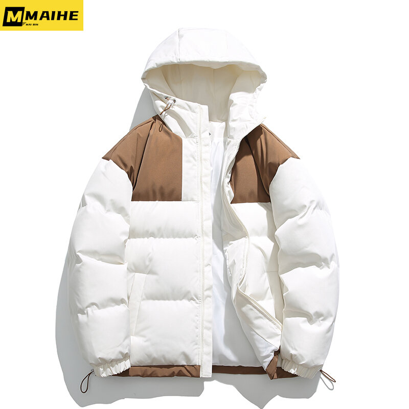 2023 Winter Luxury Men's Down Jacket Fashion Stitching Casual Windproof Parka Men's Outdoor Clothing Thickened Warm Hooded Coat