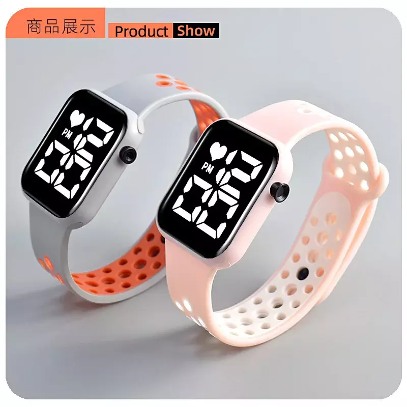 Cyfrowy zegarek sportowy dla dzieci oddychające wodoodporne zegarki elektroniczne dla dzieci chłopcy dziewczęta czas maszyny kwadratowy zegarek na rękę LED