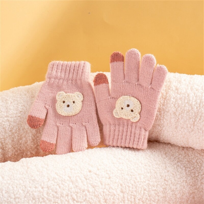 Kreskówka niedźwiedź rękawiczki rękawiczki dziecięce szydełkowe grube rękawice zimowe ciepłe rękawiczki z dzianiny dla dzieci dziecko chłopiec dziewczynka maluch prezenty świąteczne