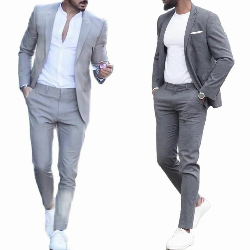 Casual Business Men Suits for Wedding 2 Pieces Suits Man Groom Tuxedos Slim Fit Peak Lapel Terno Masculino Costume Homme