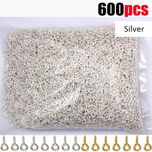 300/600pcs Small Ini Eye Pins Eyepins Hooks Eyelets Screw Threaded Stainless Steel Clasps Hook Jewelry Findings for Making DIY
