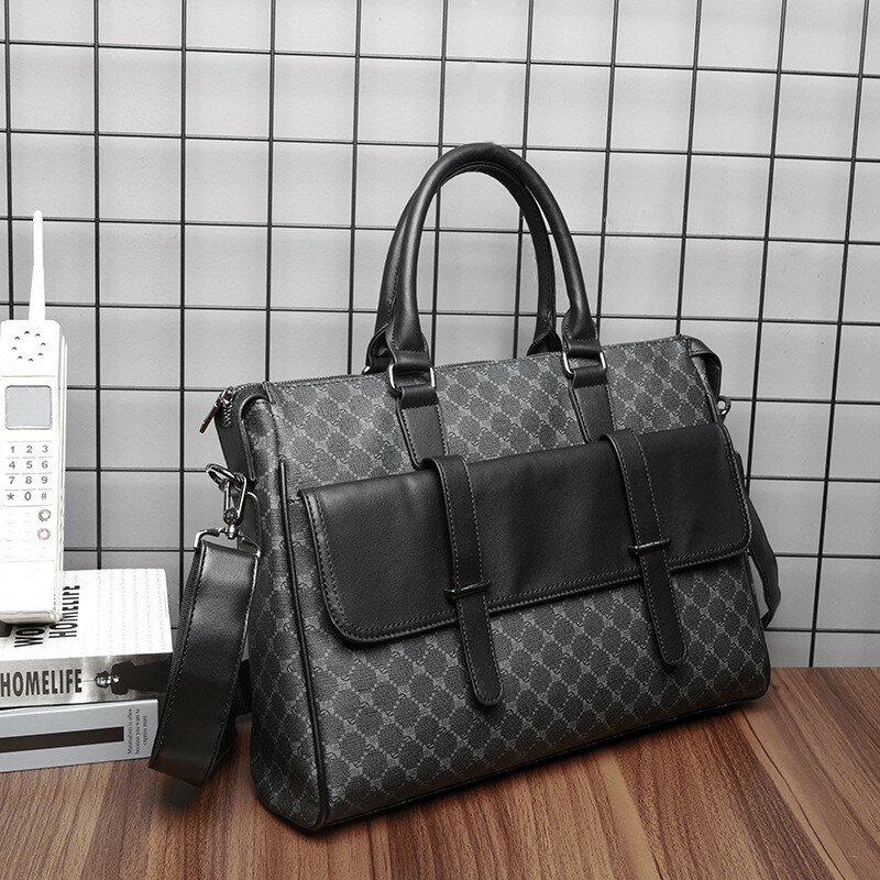 Fashion tas kulit hitam desainer Laptop kata Bisnis tas tangan untuk pria tas kerja kualitas tinggi tas bahu pria merek