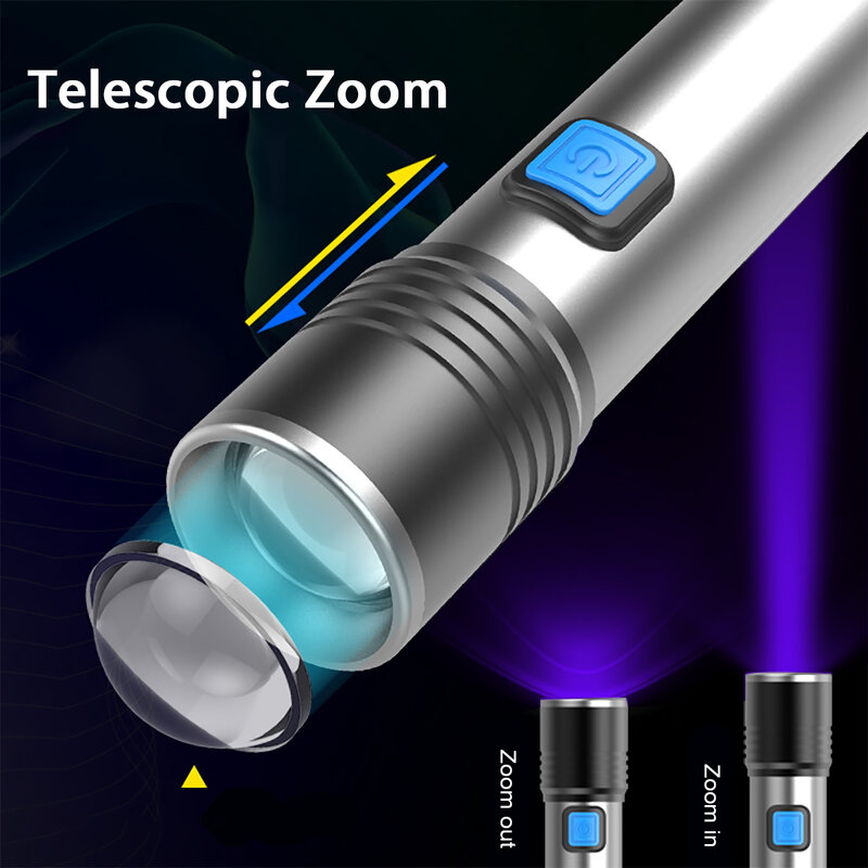 Oplaadbare Uv Zaklamp Zwart Licht 395nm Ultraviolette Zaklamp Detector Voor Huisdier Urine Vlek, Hars Uitharding, Schorpioenjacht