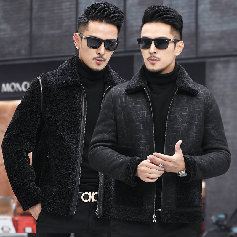 남성 정품 모피 슬림 오버 코트 A358, 양털 깎기 코트 양면 착용 재킷 가을 겨울 패션 2022