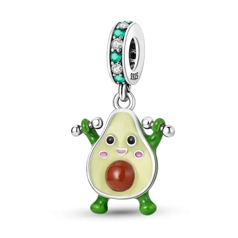 925 Sterling Silber Mode Avocado Erdbeer Kirsch frucht Serie Charms Perle fit Pandora Original Armbänder DIY Schmuck herstellung
