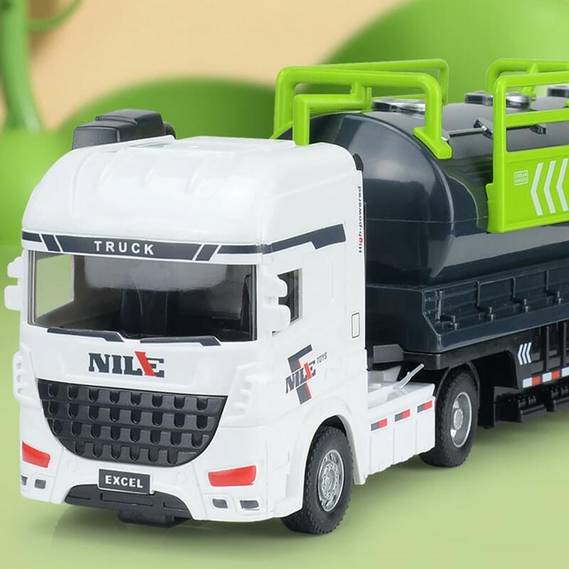 Mainan truk sampah dengan tampilan realistis, mainan truk sanitasi realistis kendaraan pembuang air sampah untuk anak-anak